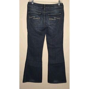 Silver Jeans Womens W28 L31 Blue Aiko Curvy Bootcut Dark Wash Faded Whiskered